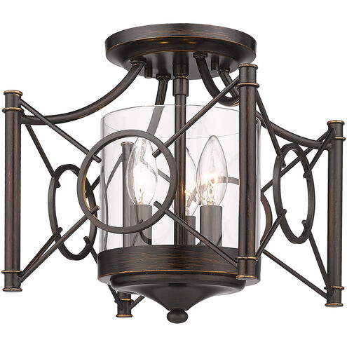 Quincy 3 Light 10.5 inch Cordoban Bronze Semi-flush Ceiling Light